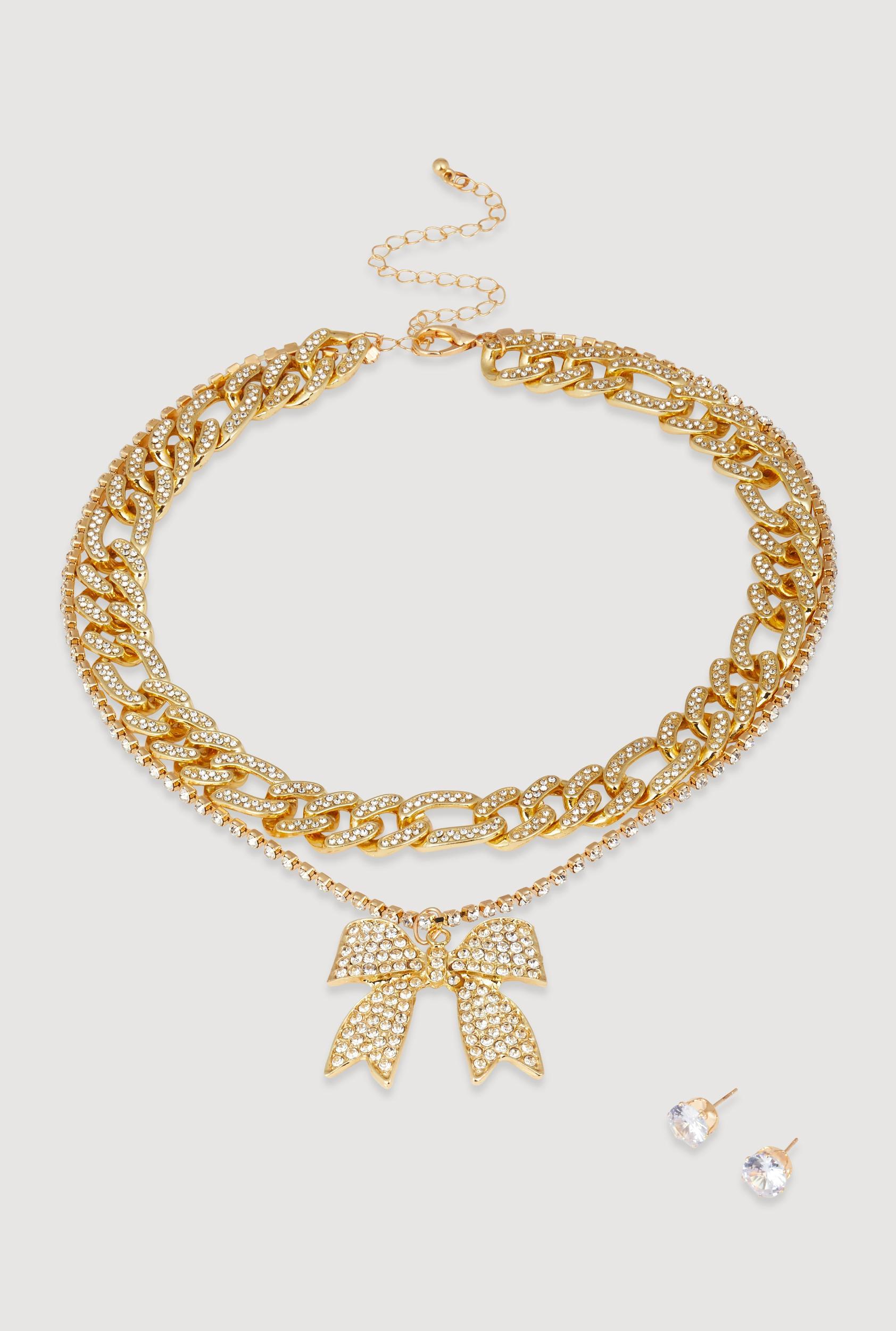 Cross Layered Necklace with Hoop Earring Trio Unisex Product Image