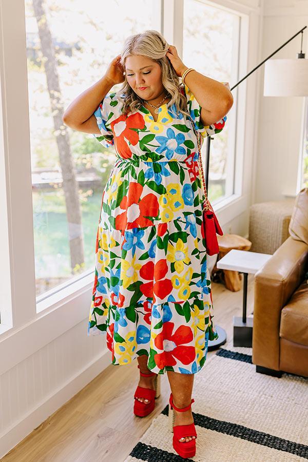 Porch Swing At Sunset Floral Midi in White Curves Product Image