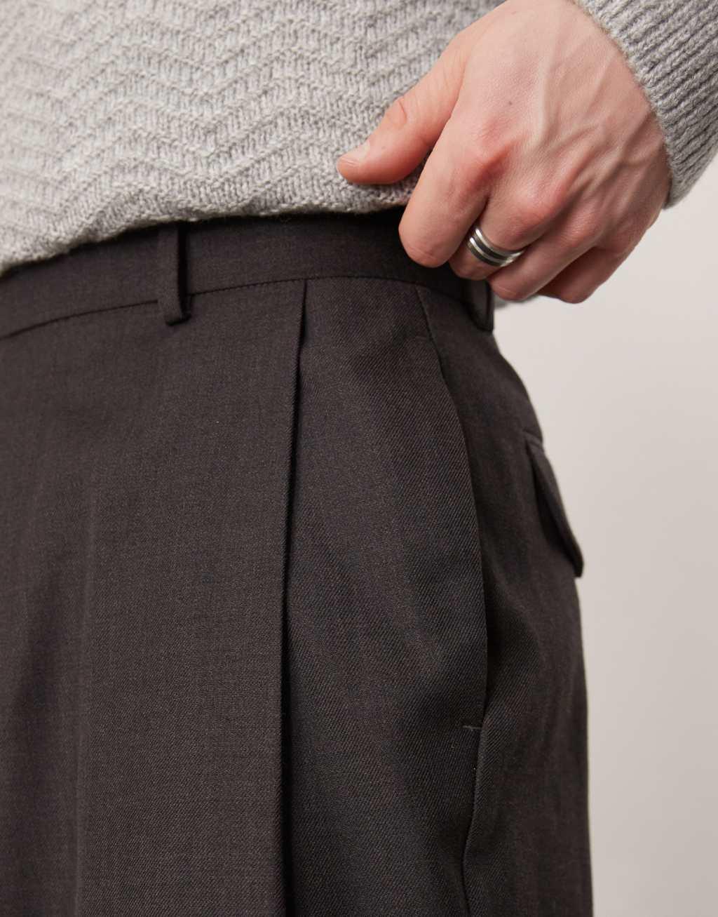 ASOS DESIGN smart wide leg pants with deep pleats in gray Product Image