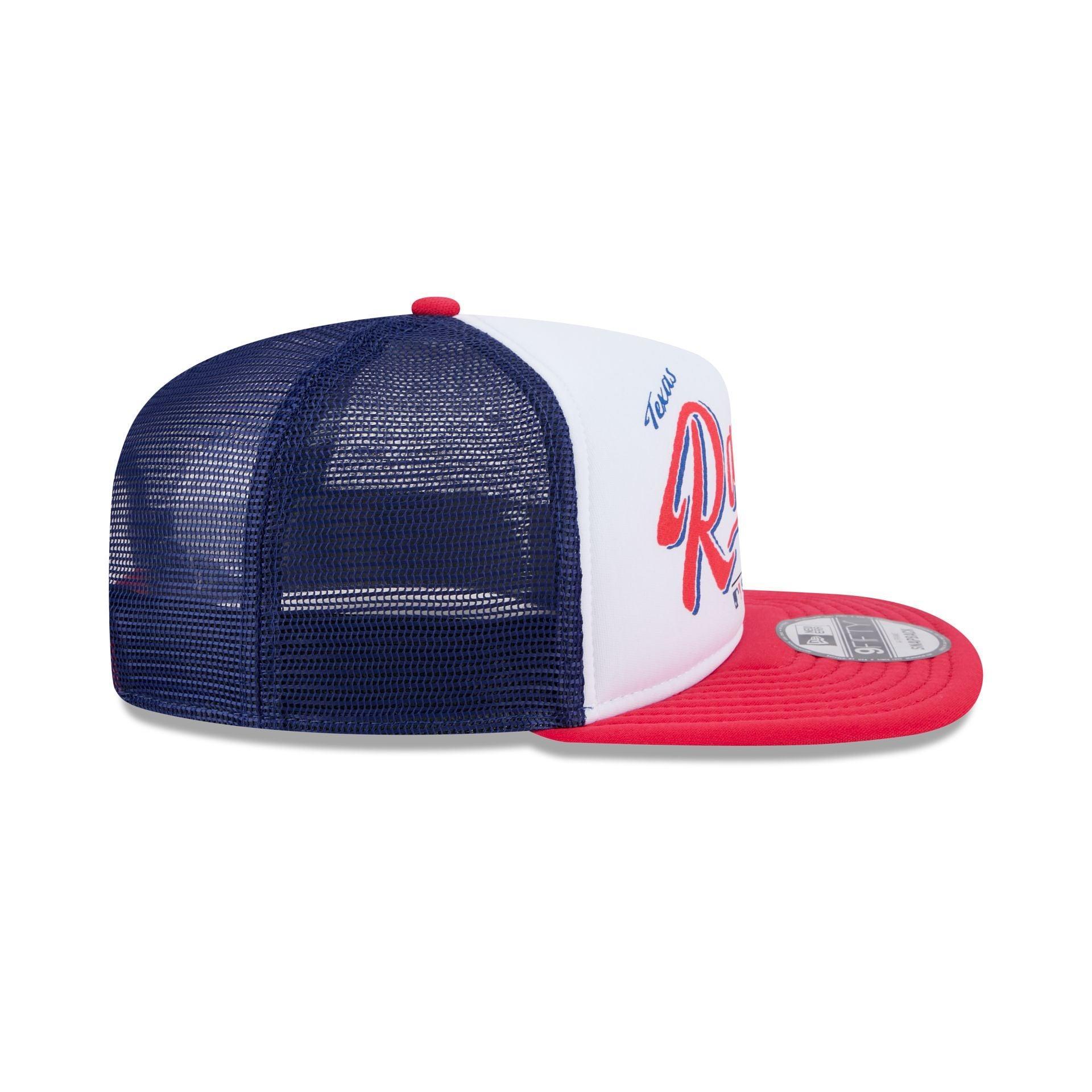 Texas Rangers Retro Script 9FIFTY A-Frame Trucker Hat Male Product Image
