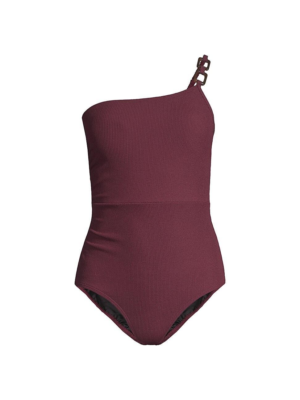 Womens Kara Textured One-Shoulder One-Piece Swimsuit Product Image
