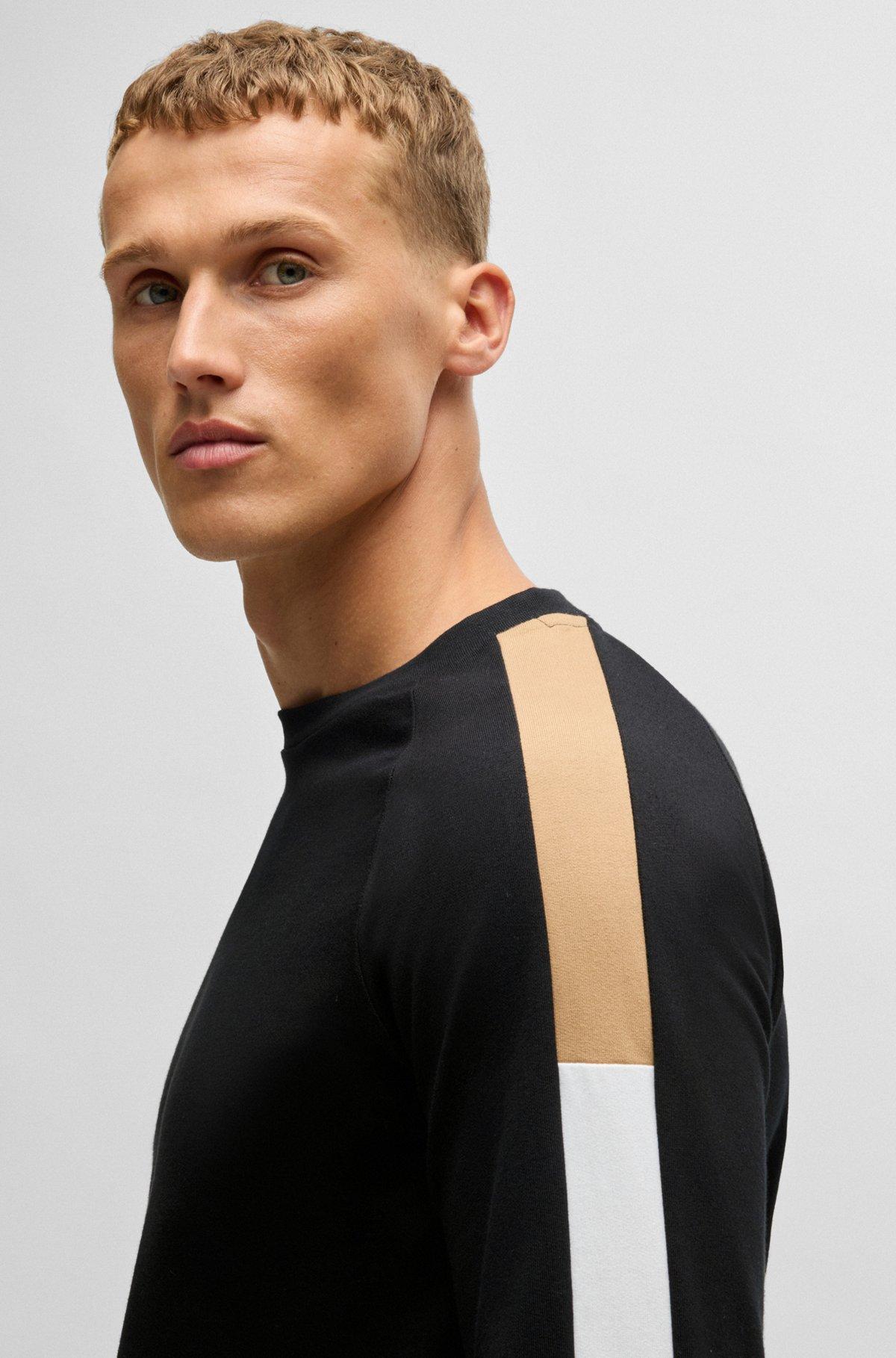 Regular-fit sweatshirt in cotton terry with contrast panels Product Image