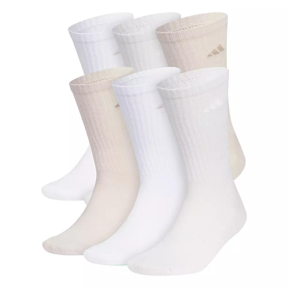 Men's adidas 6-pack Solid Color Athletic Cushioned Crew Socks, Size: 5-8, Wonder Beige Product Image