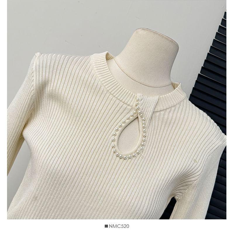 Details Long-Sleeve Ribbed-Knit Top Product Image