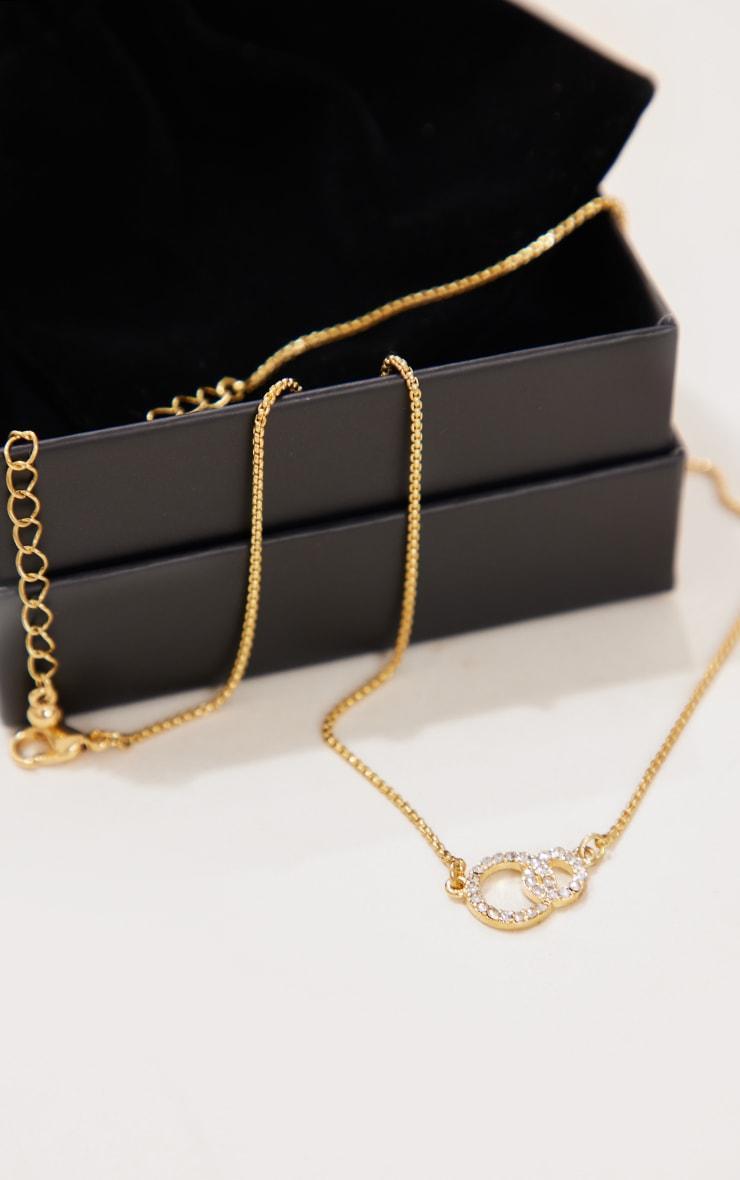 Real Gold Plated Paved Circle Link Necklace Product Image