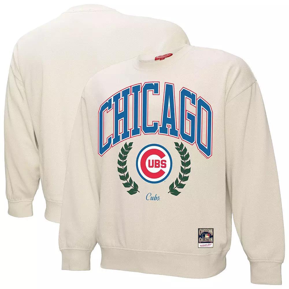 Women's Mitchell & Ness Cream Chicago Cubs Cooperstown Collection Laurel Pullover Sweatshirt, Size: 2XL, Beige Product Image