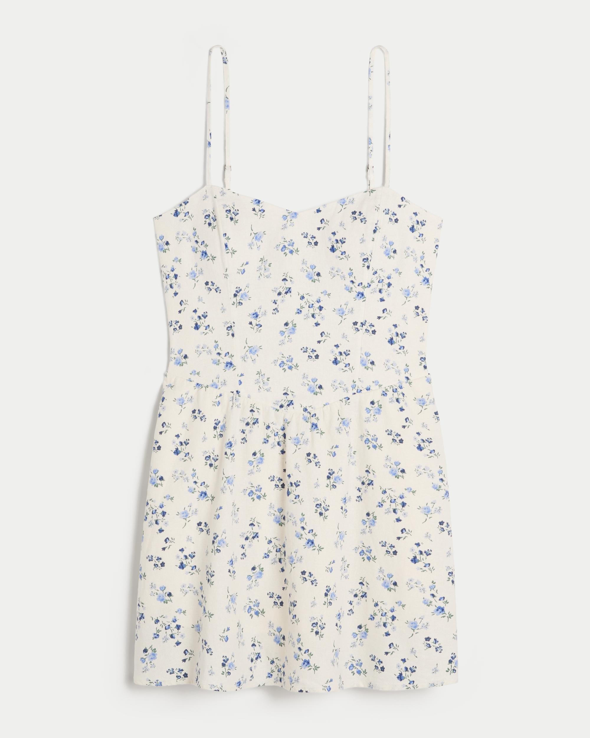 Open-Back Linen-Blend Mini Dress Product Image