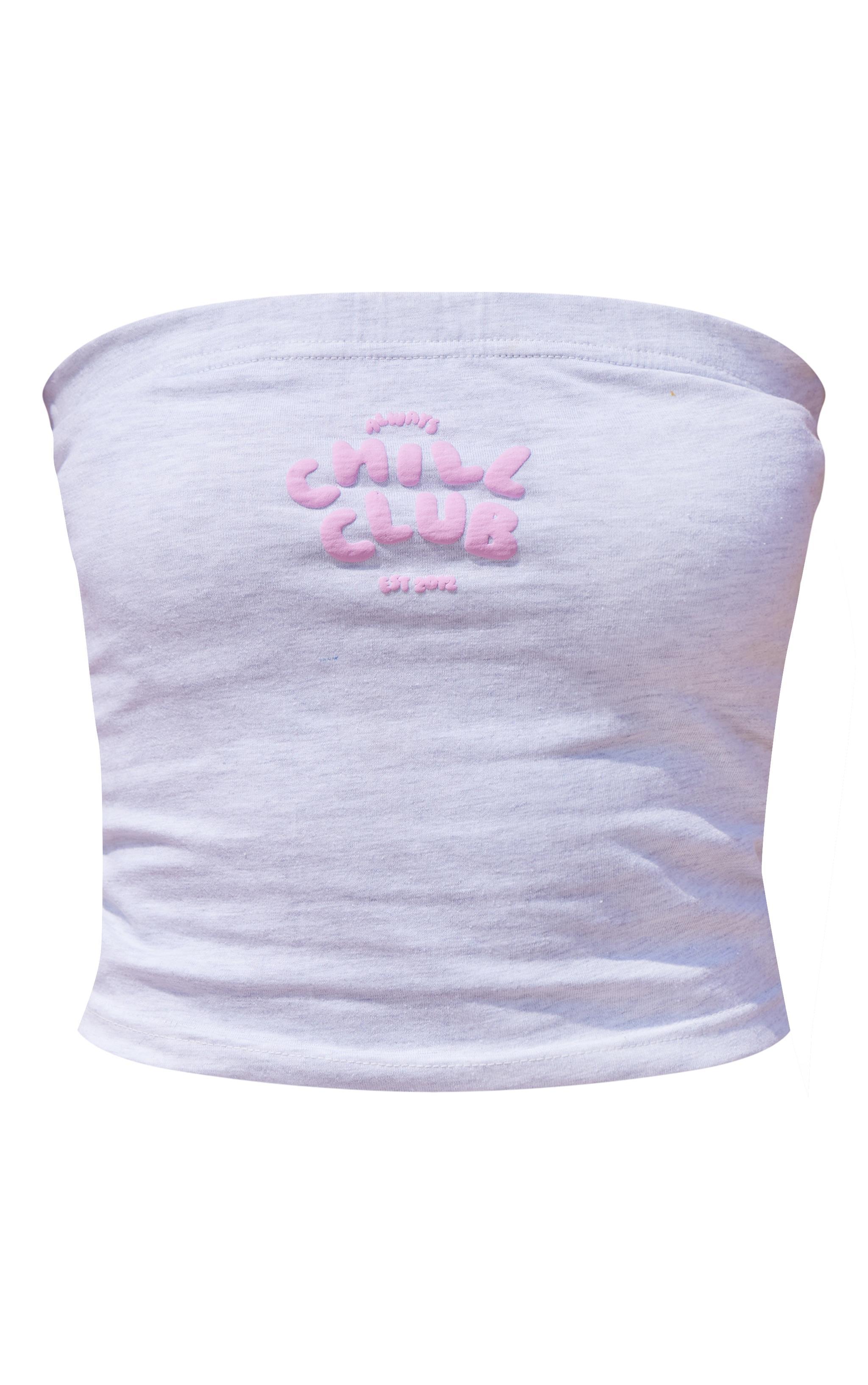 Ice Grey Chill Club Puff Print Cotton Bandeau Top Product Image