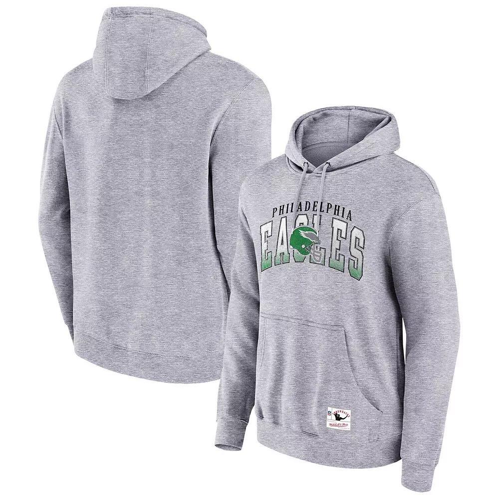Men's Mitchell & Ness  Heather Gray Philadelphia Eagles Pocket Passer Pullover Hoodie, Size: Large, Grey Product Image