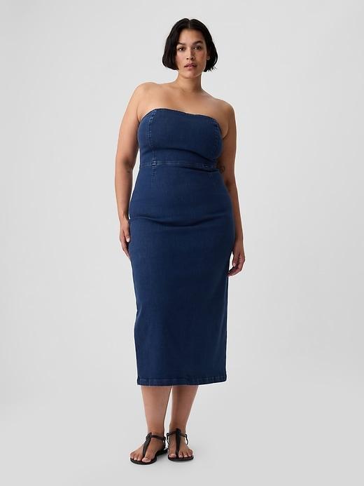 Strapless Denim Midi Dress Product Image