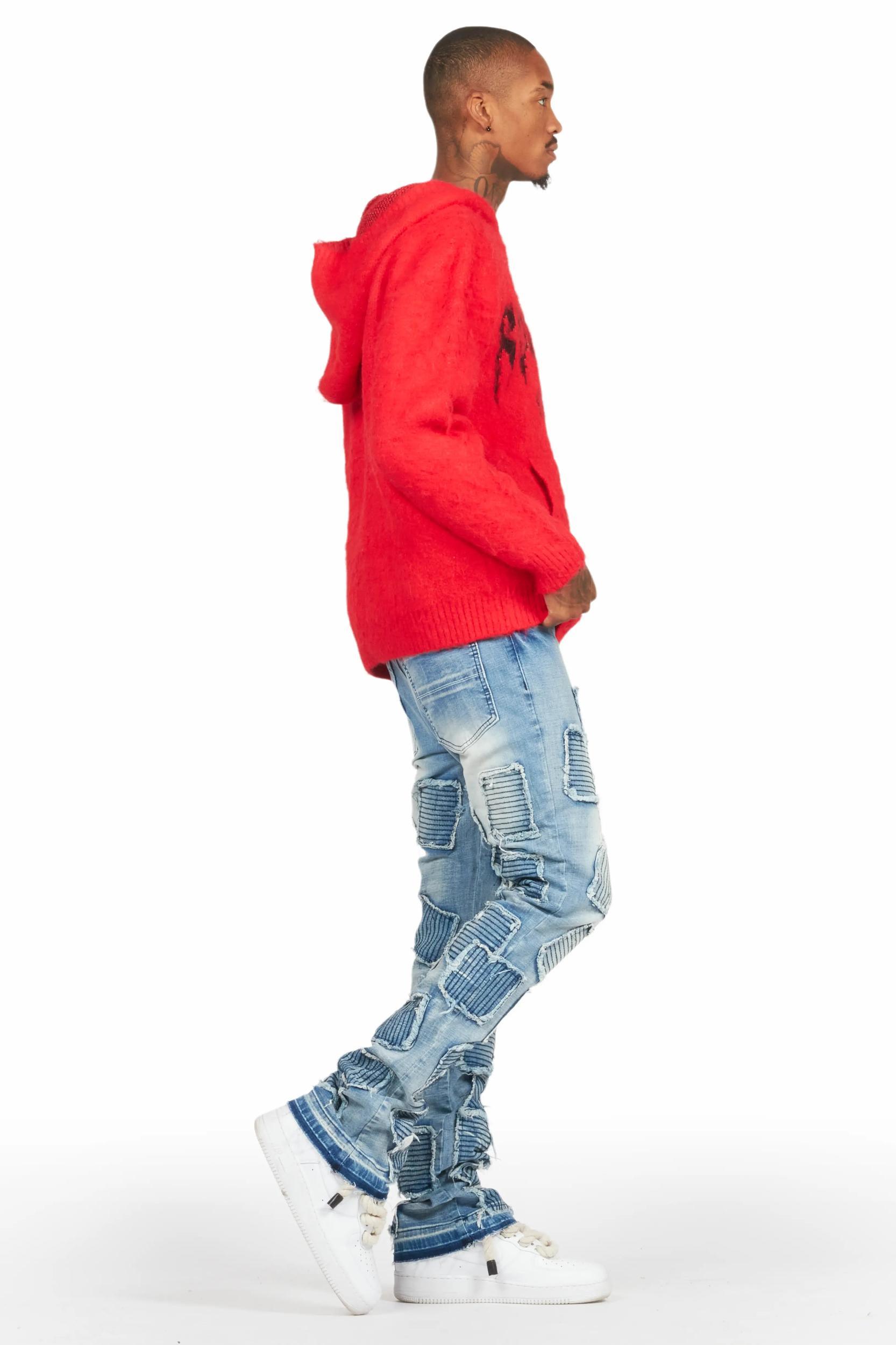 Gawel Blue Stacked Flare Jean Male Product Image