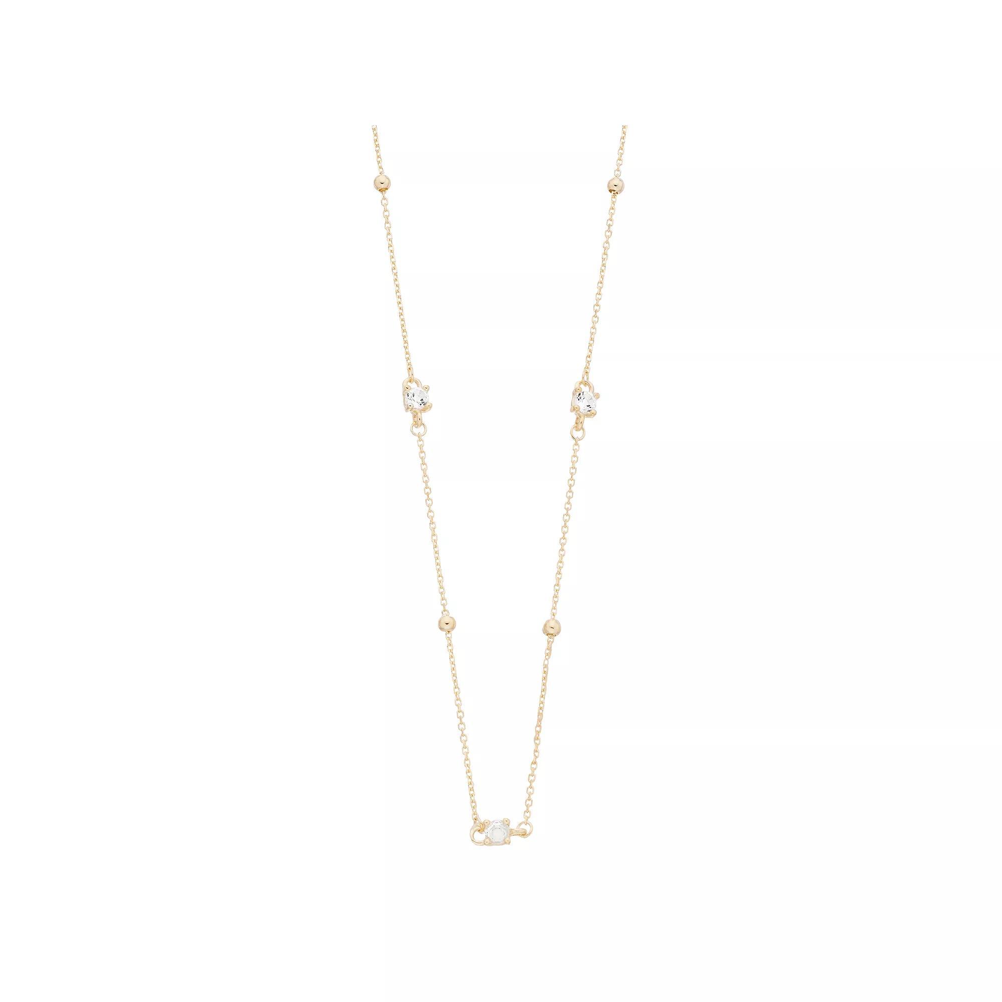 Au Naturale 14k Gold White Topaz Bead Necklace, Women's, Size: 17" Product Image