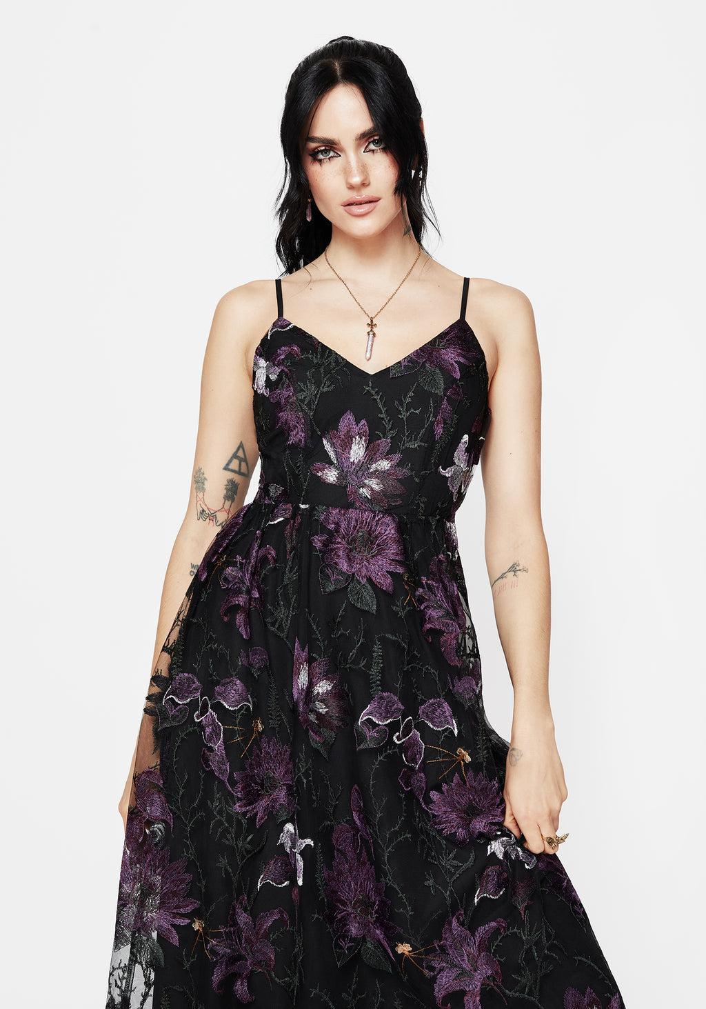Estrid Embroidered Mesh Midaxi Cami Dress Product Image