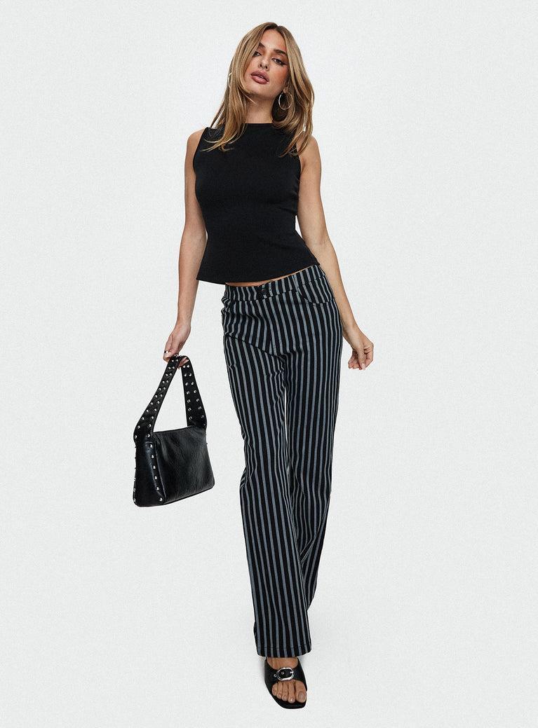 Allude Low Waist Pinstripe Pant Black Product Image