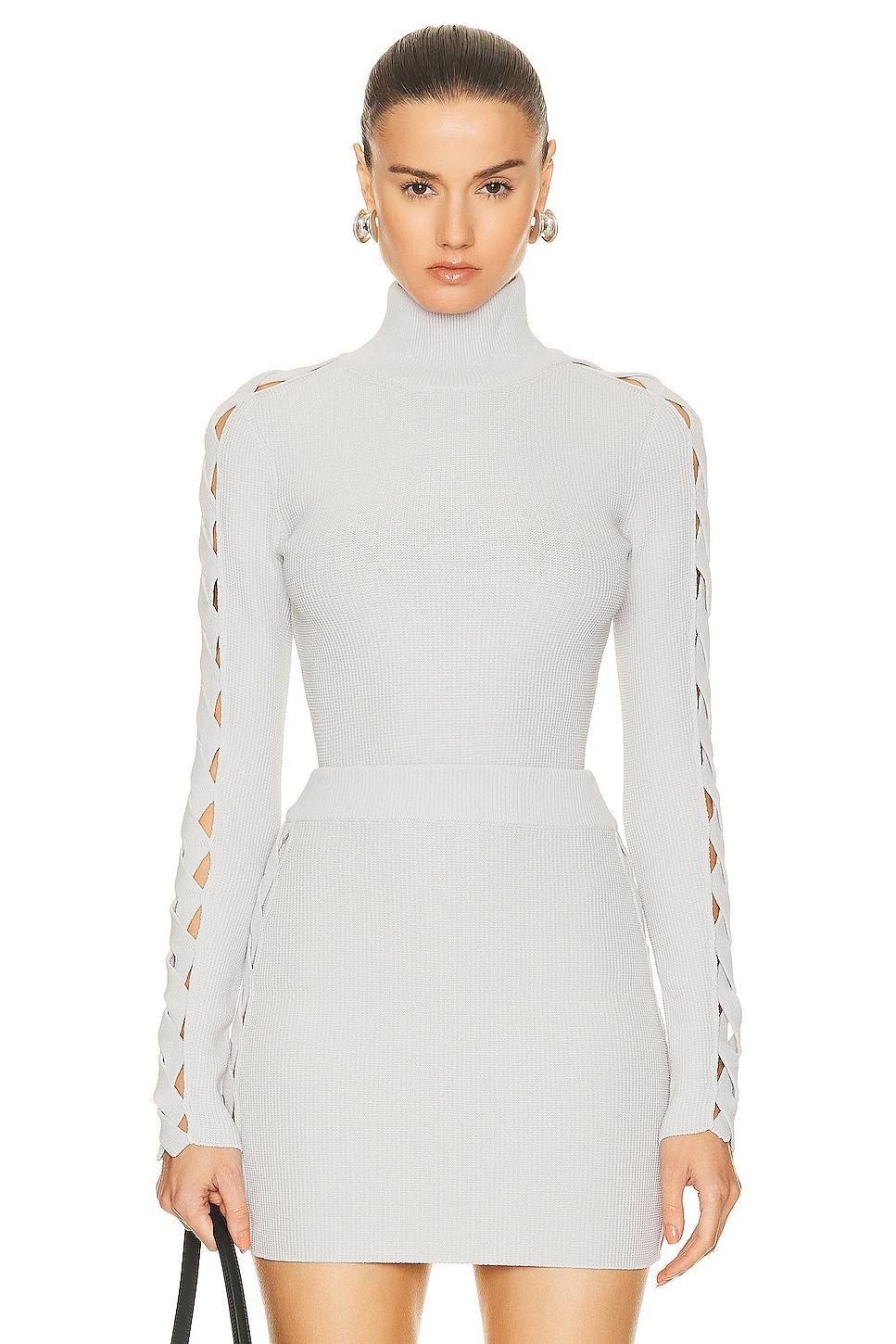 ALAÏA Long Sleeve Turtleneck Top In Gris Perle Product Image