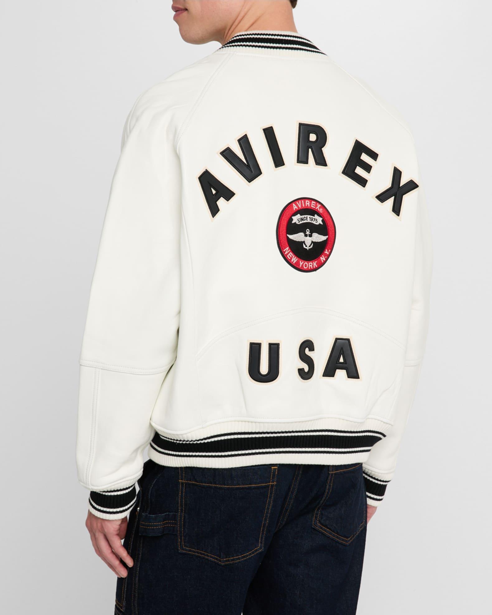 Mens Stadium Embroidered Leather Varsity Jacket Product Image