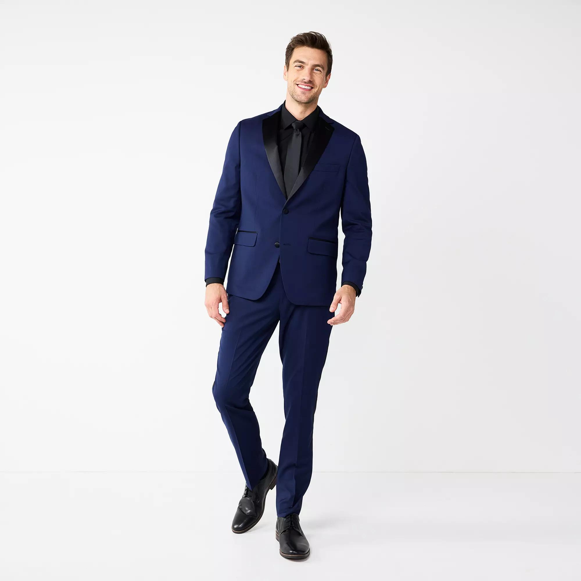 Men's Apt. 9® Slim-Fit Nested Tuxedo Suit Set, Size: 42 - Regular, Blue Solid Product Image