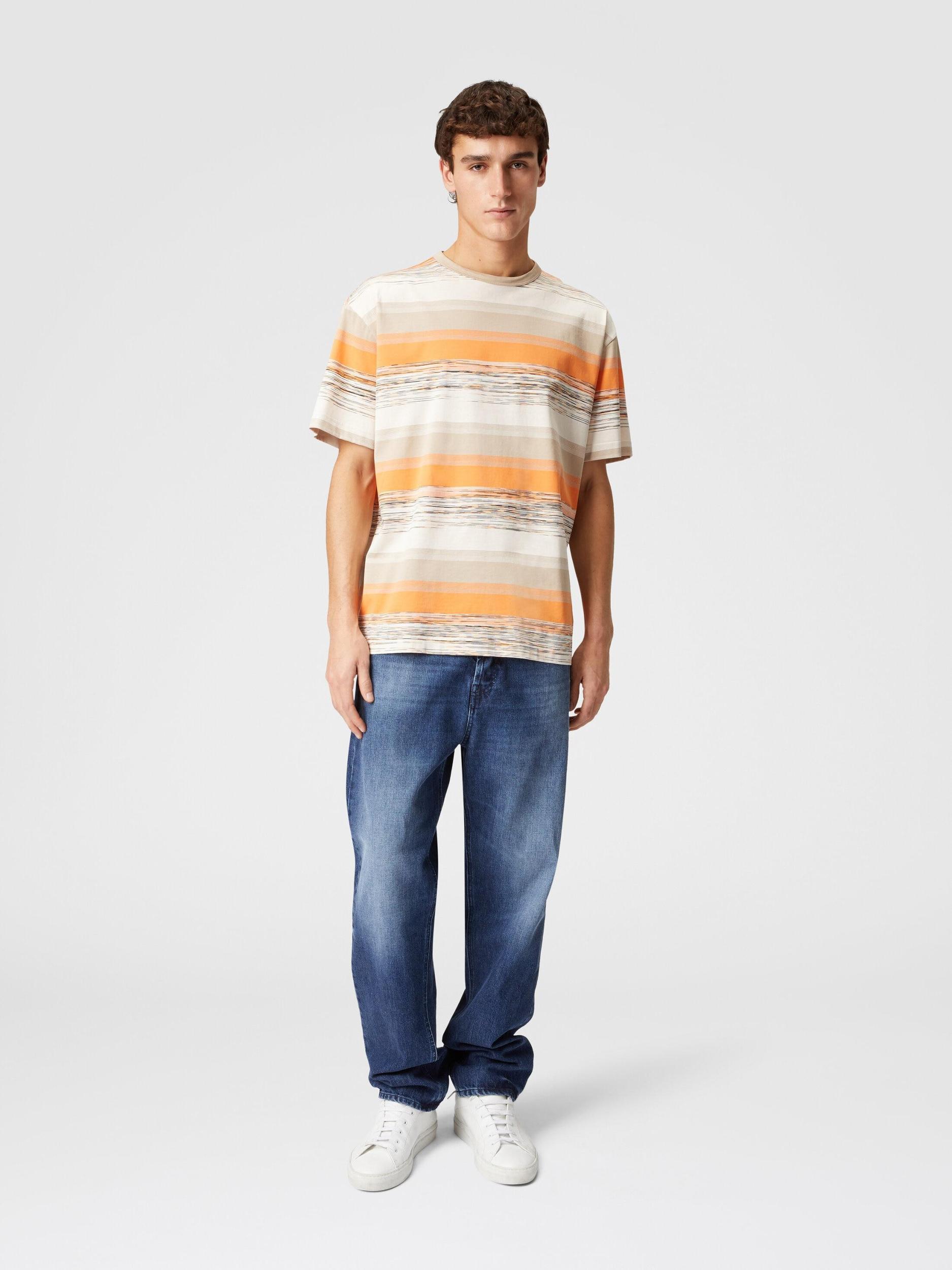 Striped cotton jersey T-shirt with logo Product Image