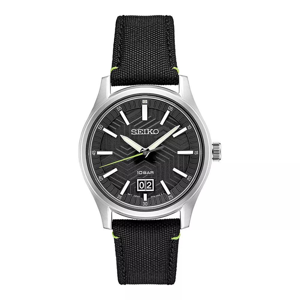 Seiko Essentials Men's Stainless Steel Black Dial Strap Watch - SUR517, Size: Large Product Image