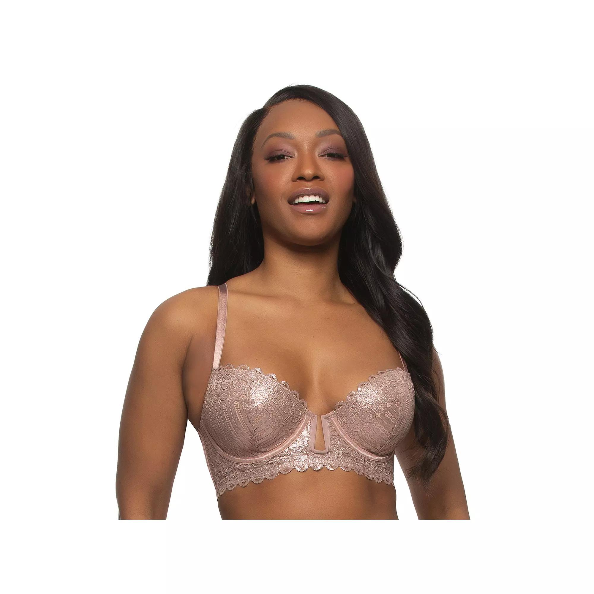 Paramour by Felina Siren Demi Lace Longline Bra 125183, Women's, Size: 32 C, Pink  Shimmer Product Image