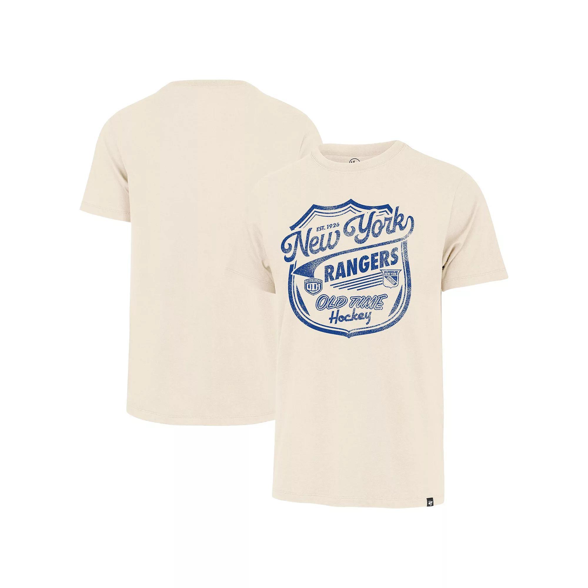 Men's '47  Cream New York Rangers Poke Check Franklin T-Shirt, Size: Large, Ran Beige Product Image