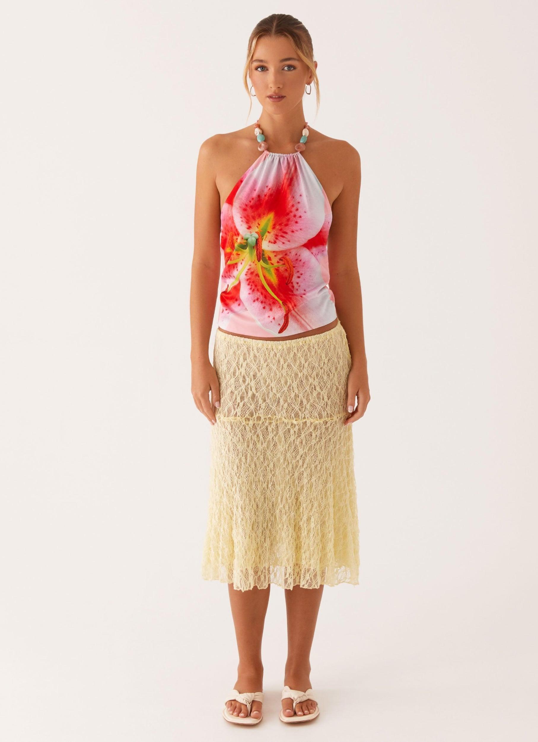 Dalila Beaded Tie Back Top - Pink Lily Product Image