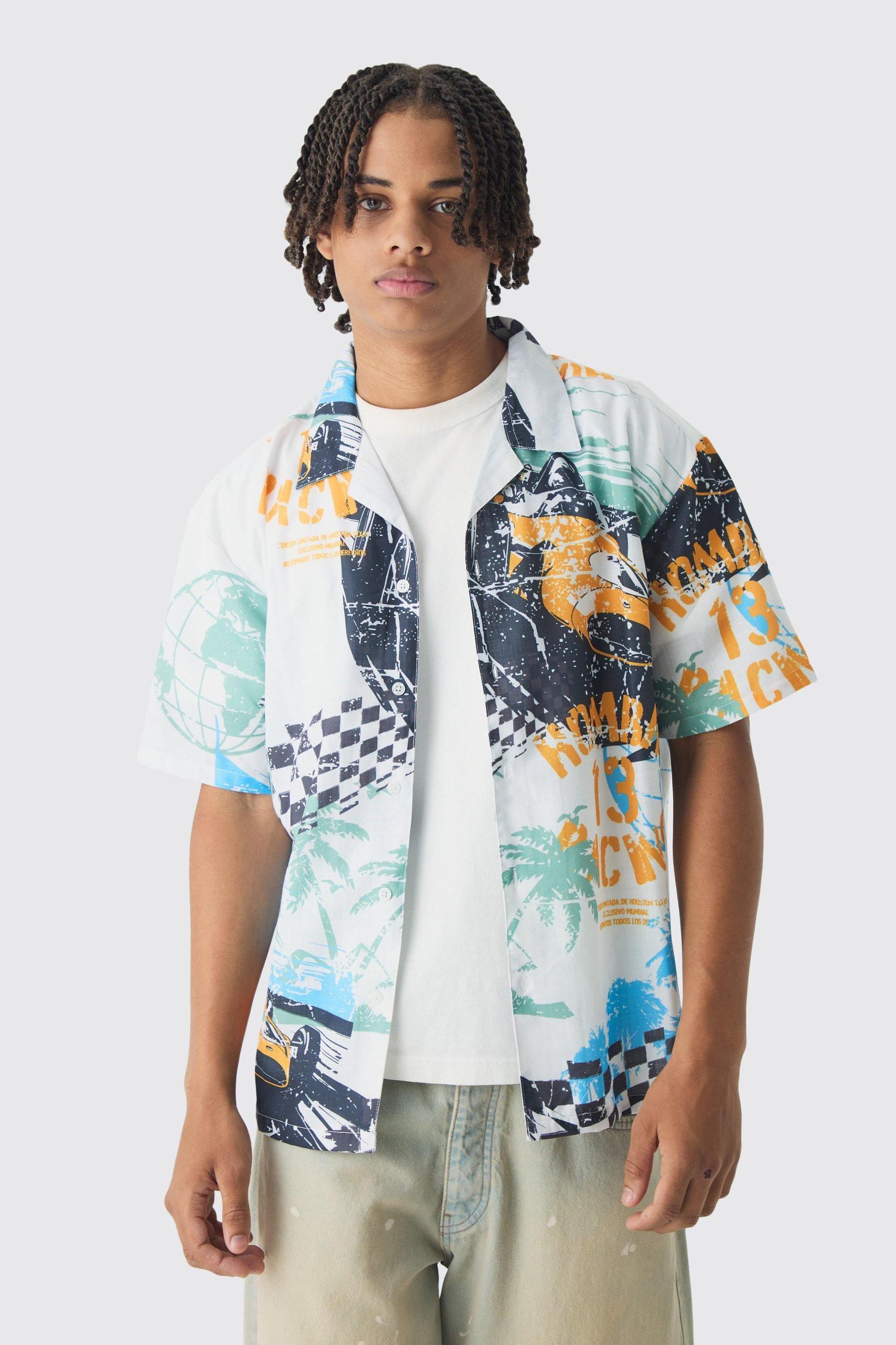Oversized Slub Moto Shirt | boohooMAN USA Product Image