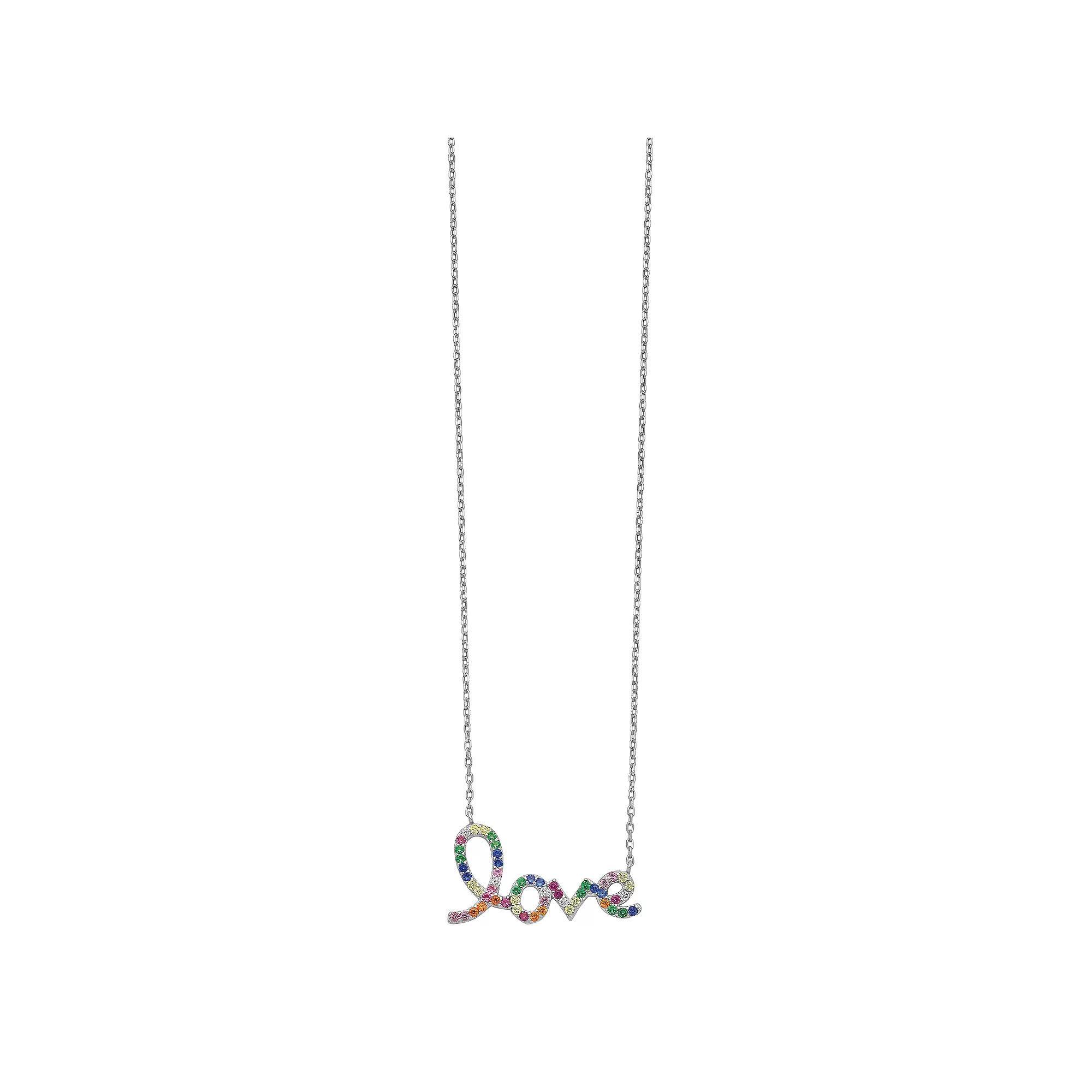 Sophie Miller Sterling Silver Colorful Cubic Zirconia Love Necklace, Women's, Size: 16" Product Image