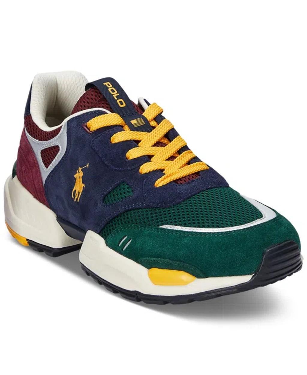 POLO RALPH LAUREN Men's Jogger Suede & Mesh Sneaker In Collegiate Colorblock Product Image