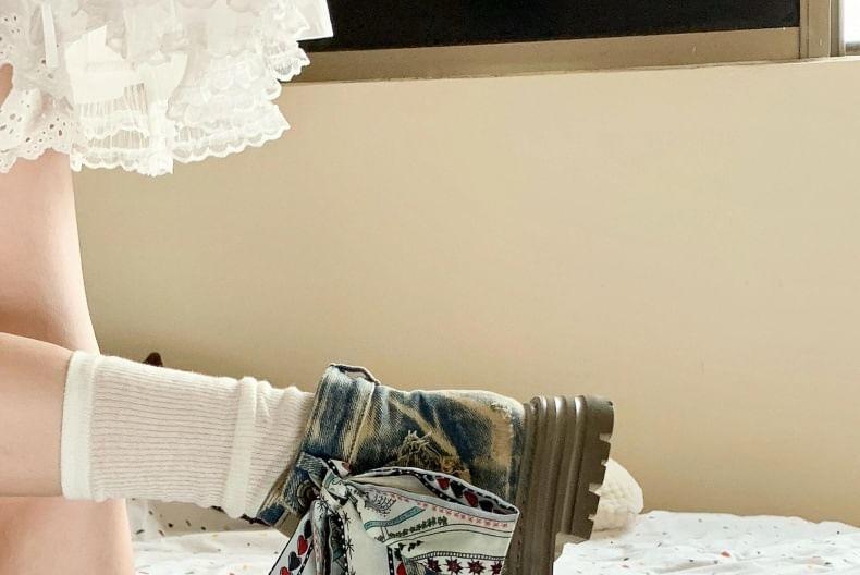 Denim Lace-Up Short Boots Product Image