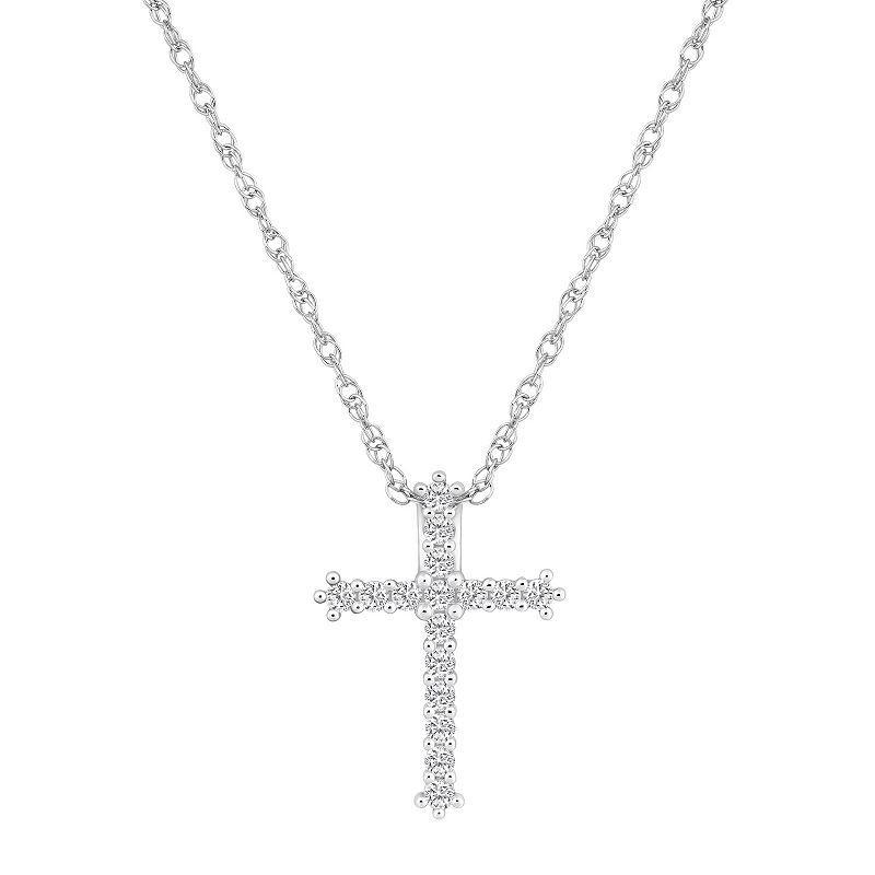 Alyson Layne 10k Yellow Gold 1/4 Carat T.W. Diamond Cross Pendant Necklace, Women's, Size: 18", 10k Gold Product Image