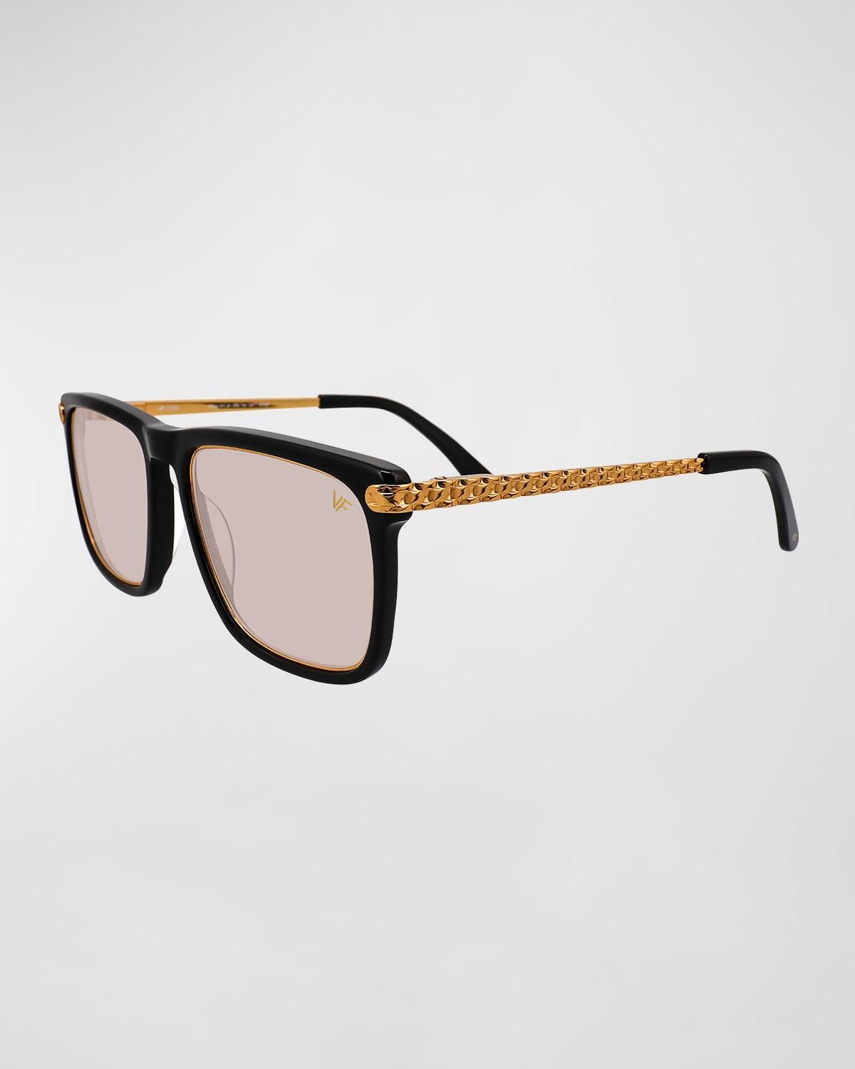 Mens Don Acetate 24K Yellow Gold Rectangle Sunglasses Product Image