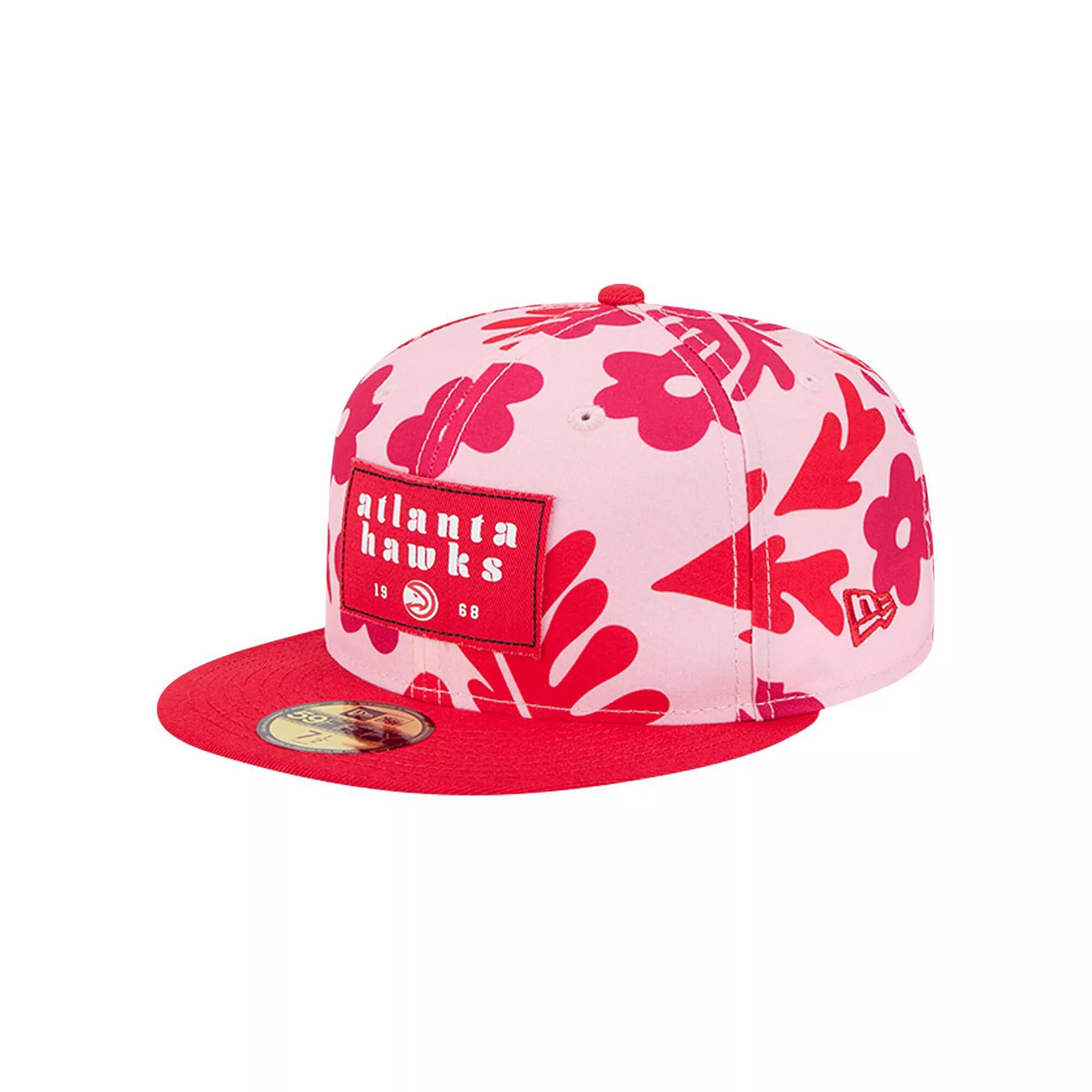 Men's New Era Red Atlanta Hawks Palm Fronds 2-Tone 59FIFTY Fitted Hat, Size: 7 7/8 Product Image