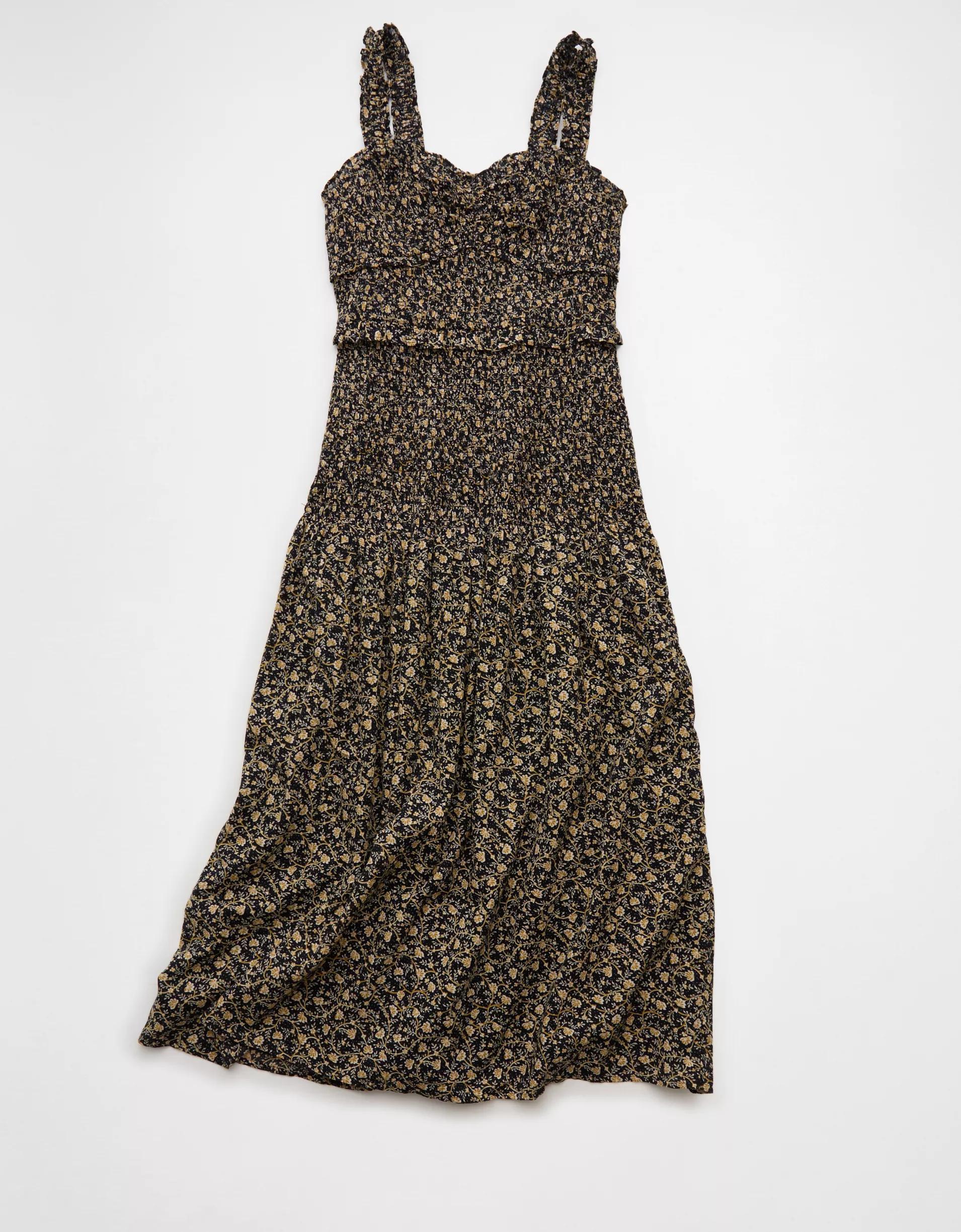 AE Catie Corset Smocked Floral Midi Dress Product Image