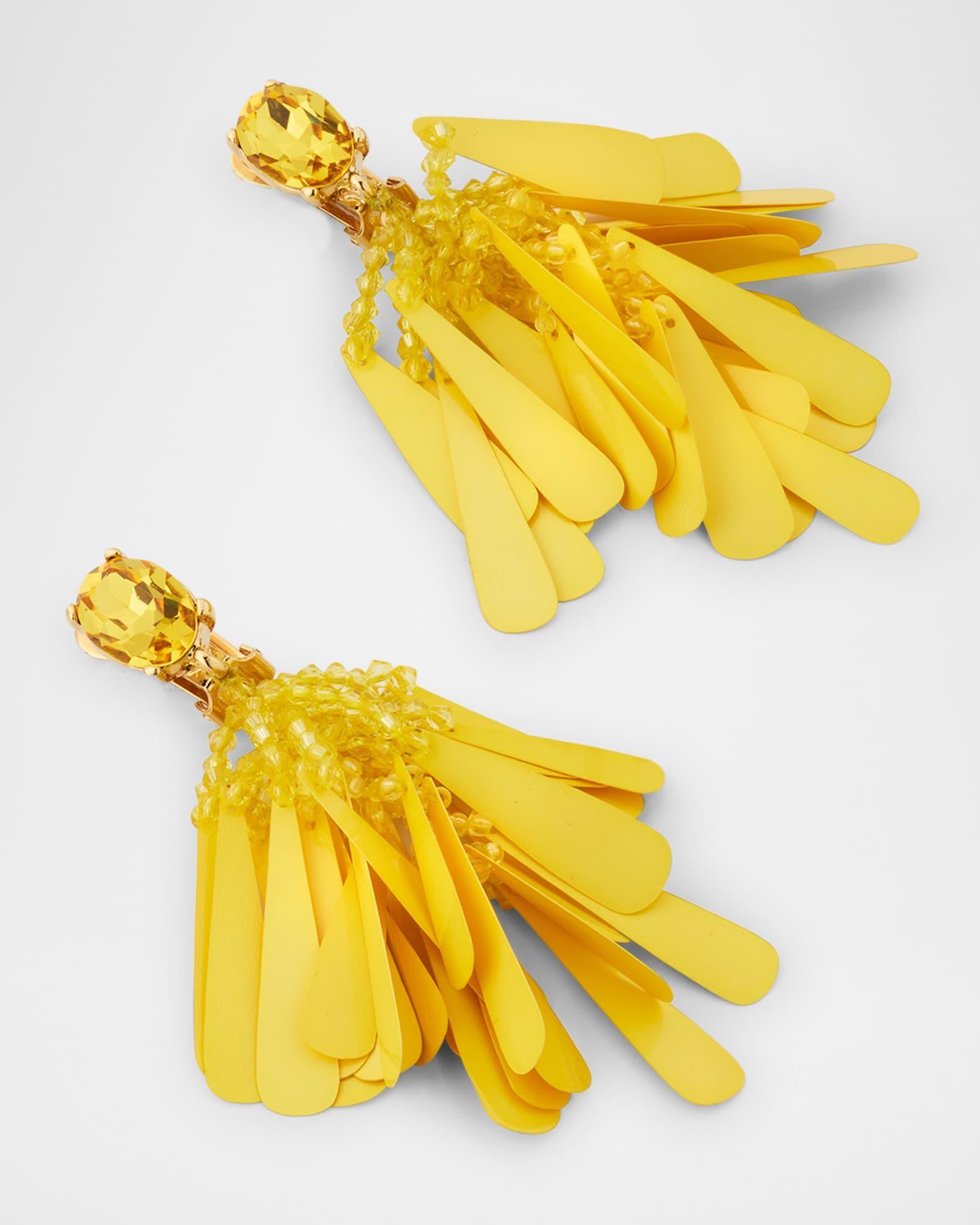 Long Sequined Clip-On Earrings Product Image