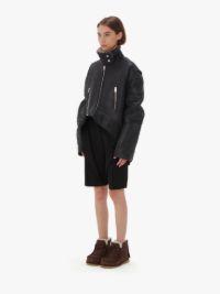 CURVED LEATHER HEM HIGH NECK JACKET in black | JW Anderson US  Product Image