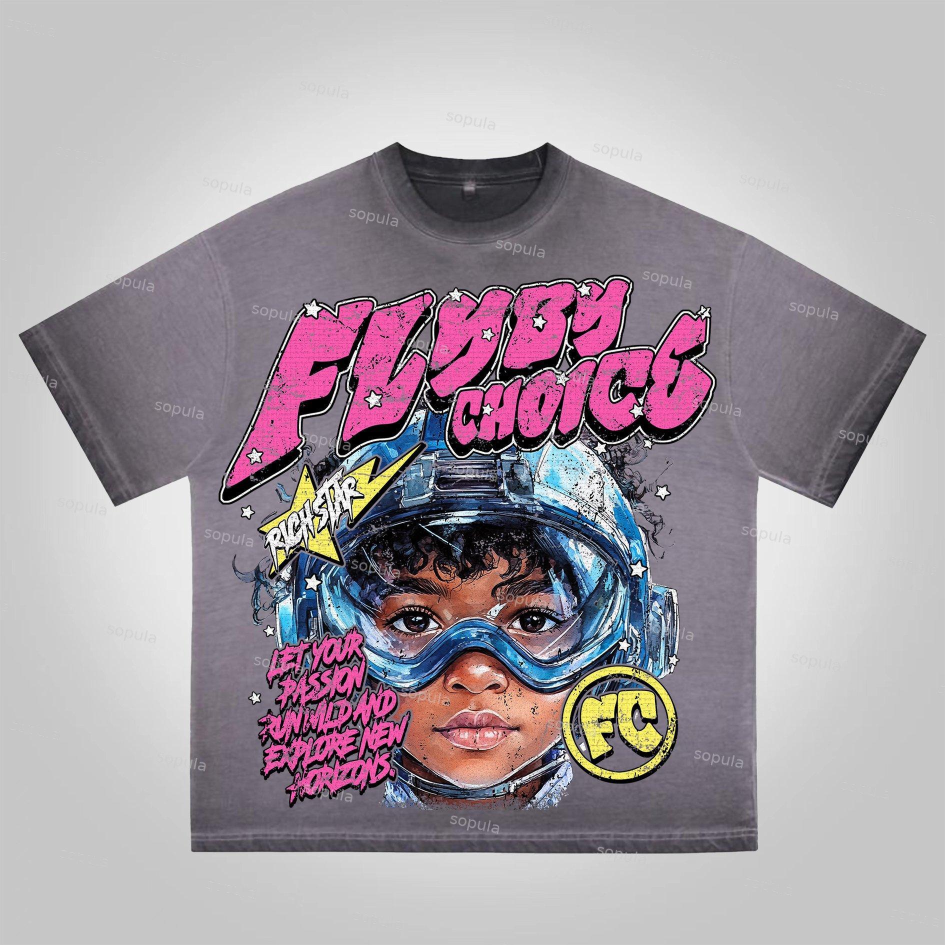 Sopula Vintage Fly By Choice Graphic Washed Cotton T-Shirt Product Image