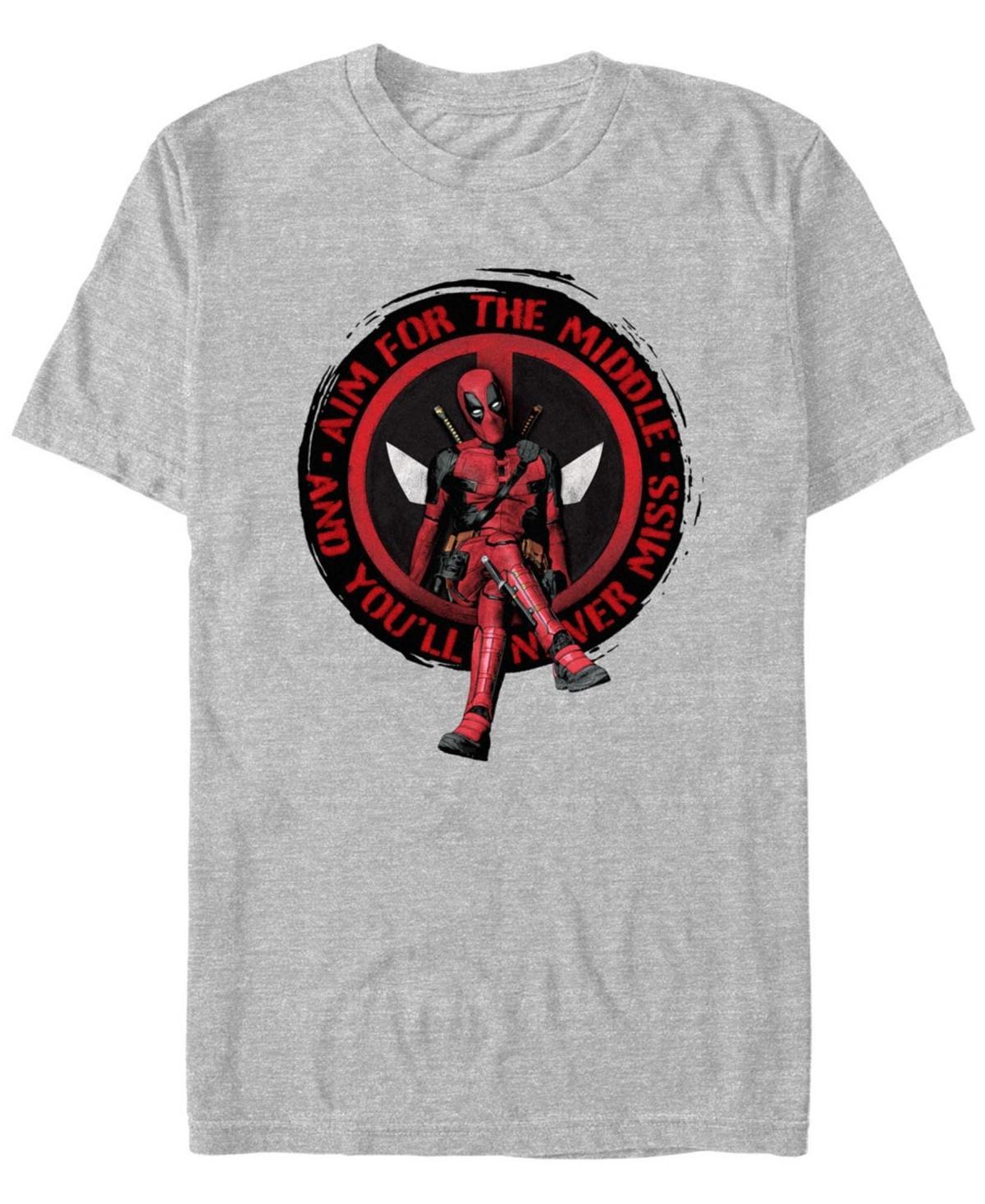 Men's Deadpool And Wolverine Aim for the Middle Logo Graphic Tee, Size: XXL, Athletic Grey Product Image