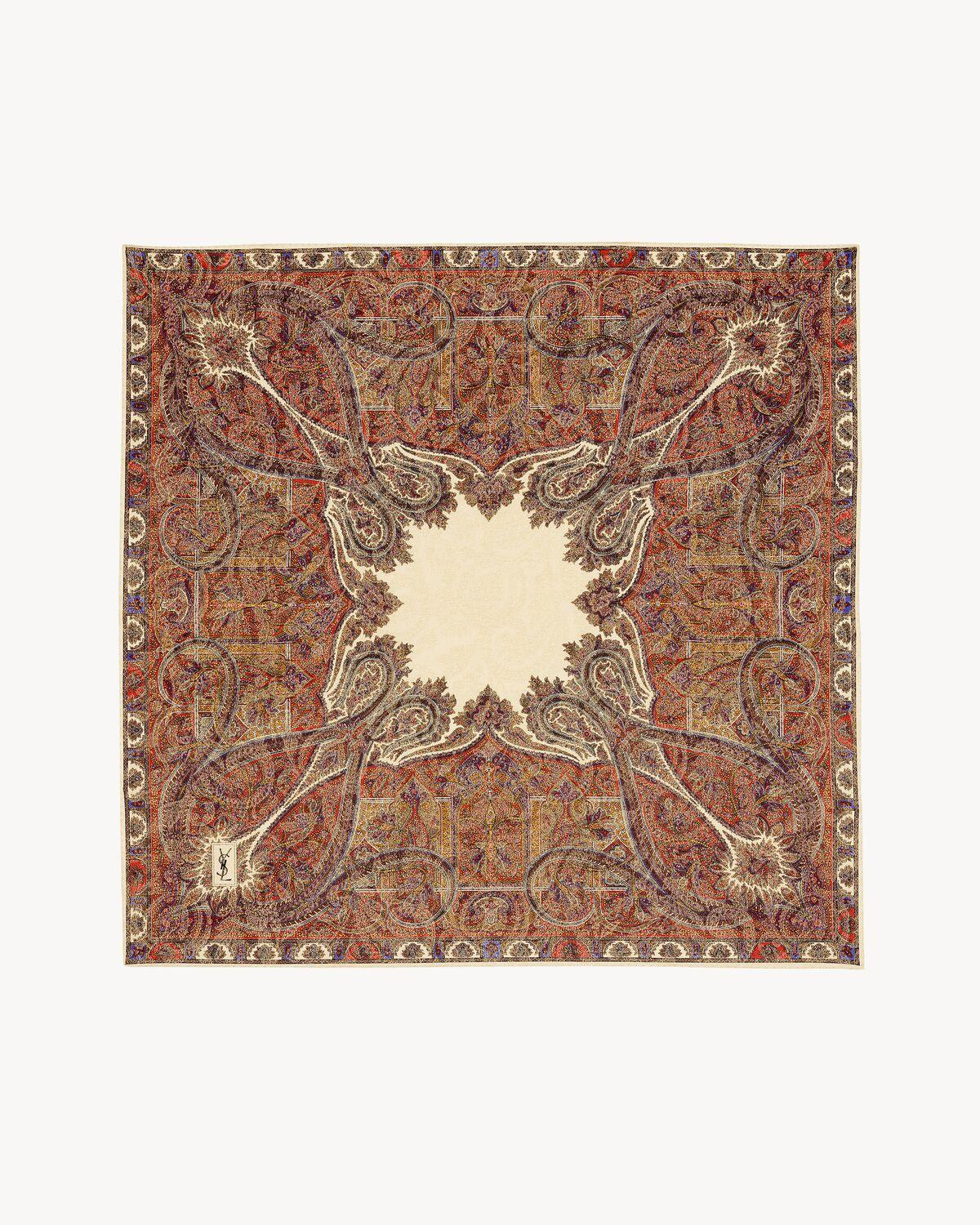 square scarf in vintage paisley jacquard | Saint Laurent | YSL.com Product Image