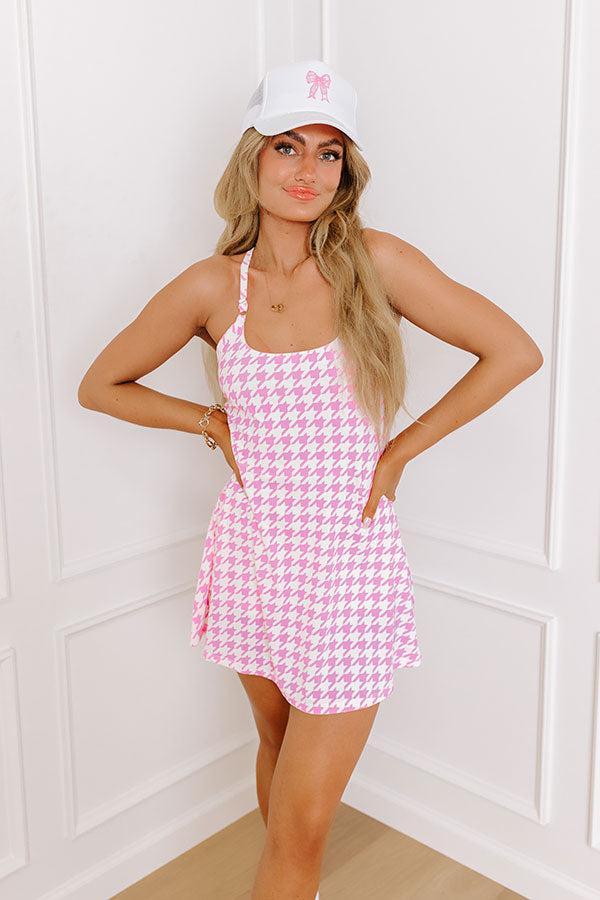 Sporty Spice Houndstooth Athletic Dress in Pink Product Image