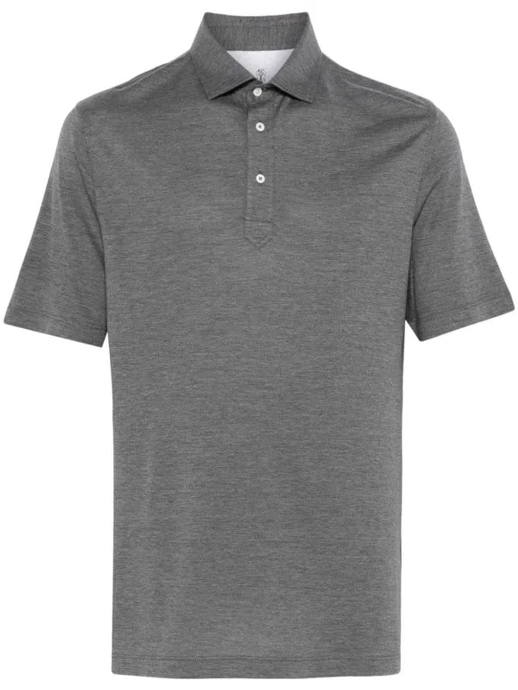 BRUNELLO CUCINELLI Layered-effect Polo Shirt In Gray Product Image