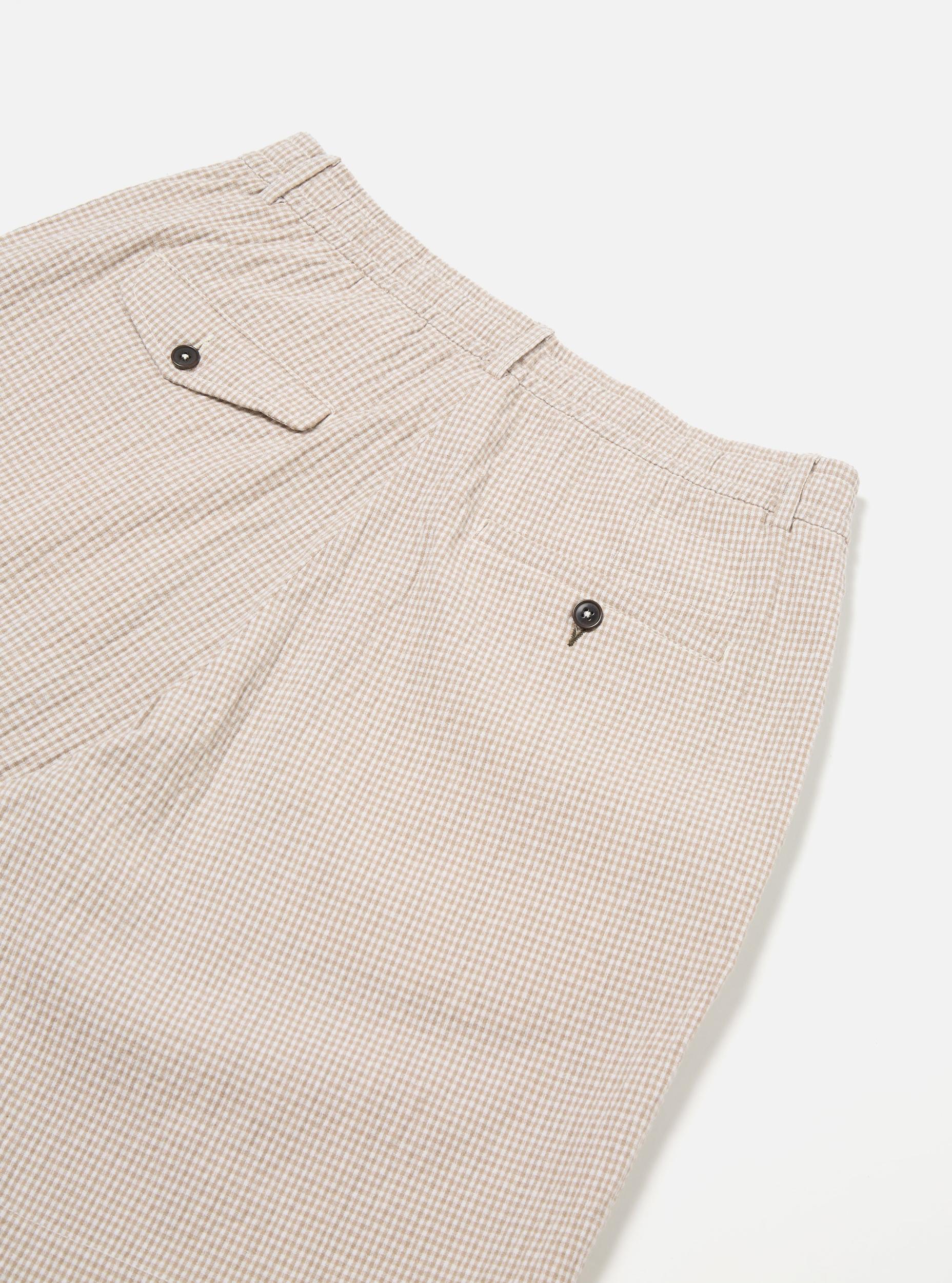Ecru/Sand Ospina Check Cotton Pleated Track Short Product Image