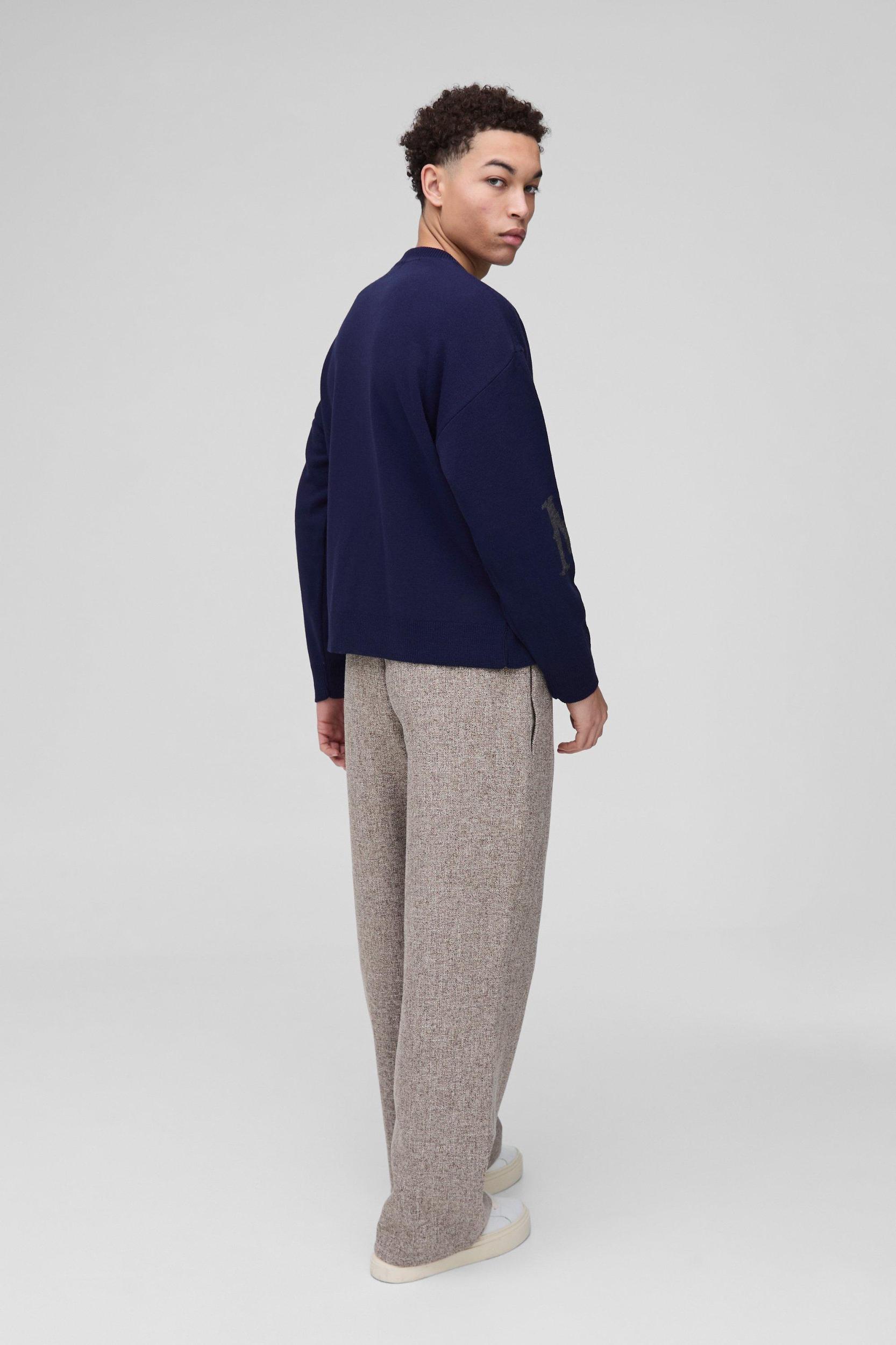 Oversized Boxy Teddy Knitted Sweater | boohooMAN USA Product Image