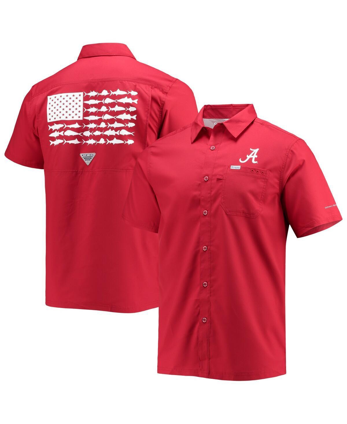 Men's Columbia PFG Crimson Alabama Crimson Tide Slack Tide Camp Button-Up Shirt, Size: Medium, Red Product Image