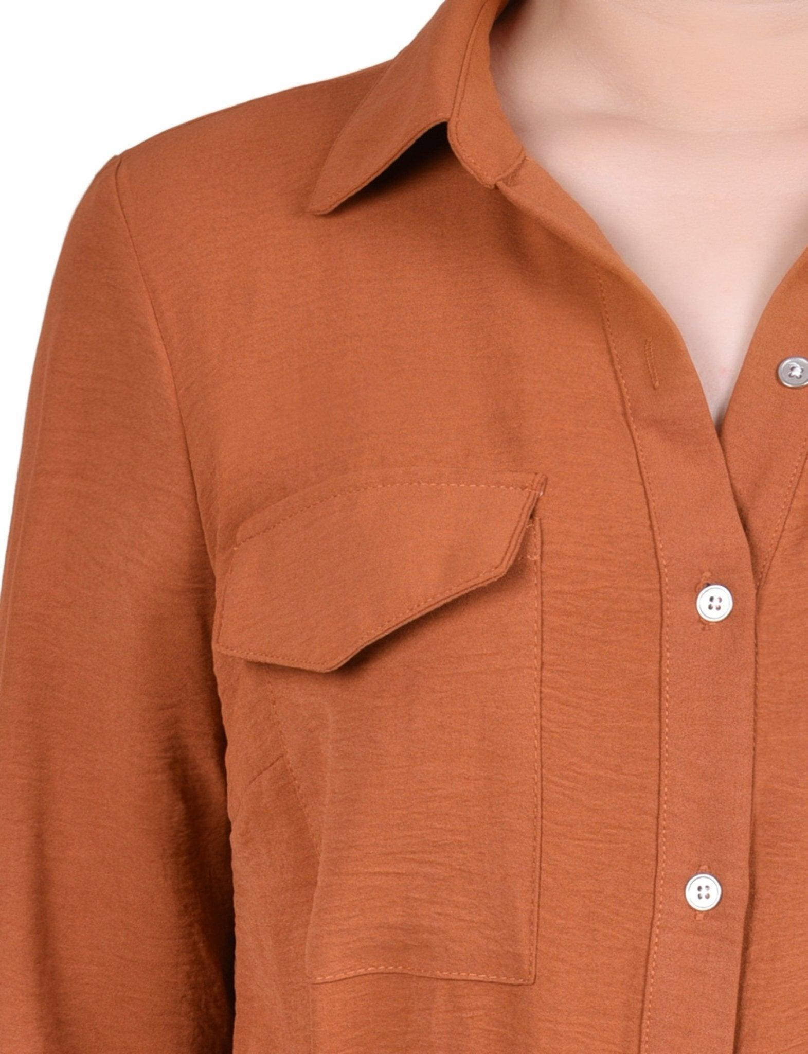 Ginger Bread Long Roll Tab Sleeve Shirtdress Product Image