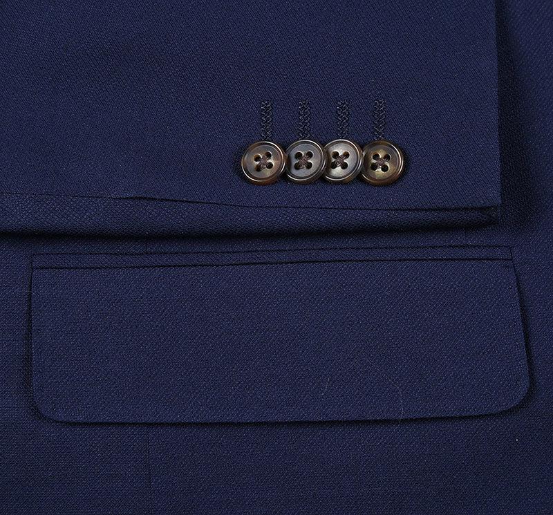 Wool Regular Fit Blazer Solid Color in Dark Navy Product Image