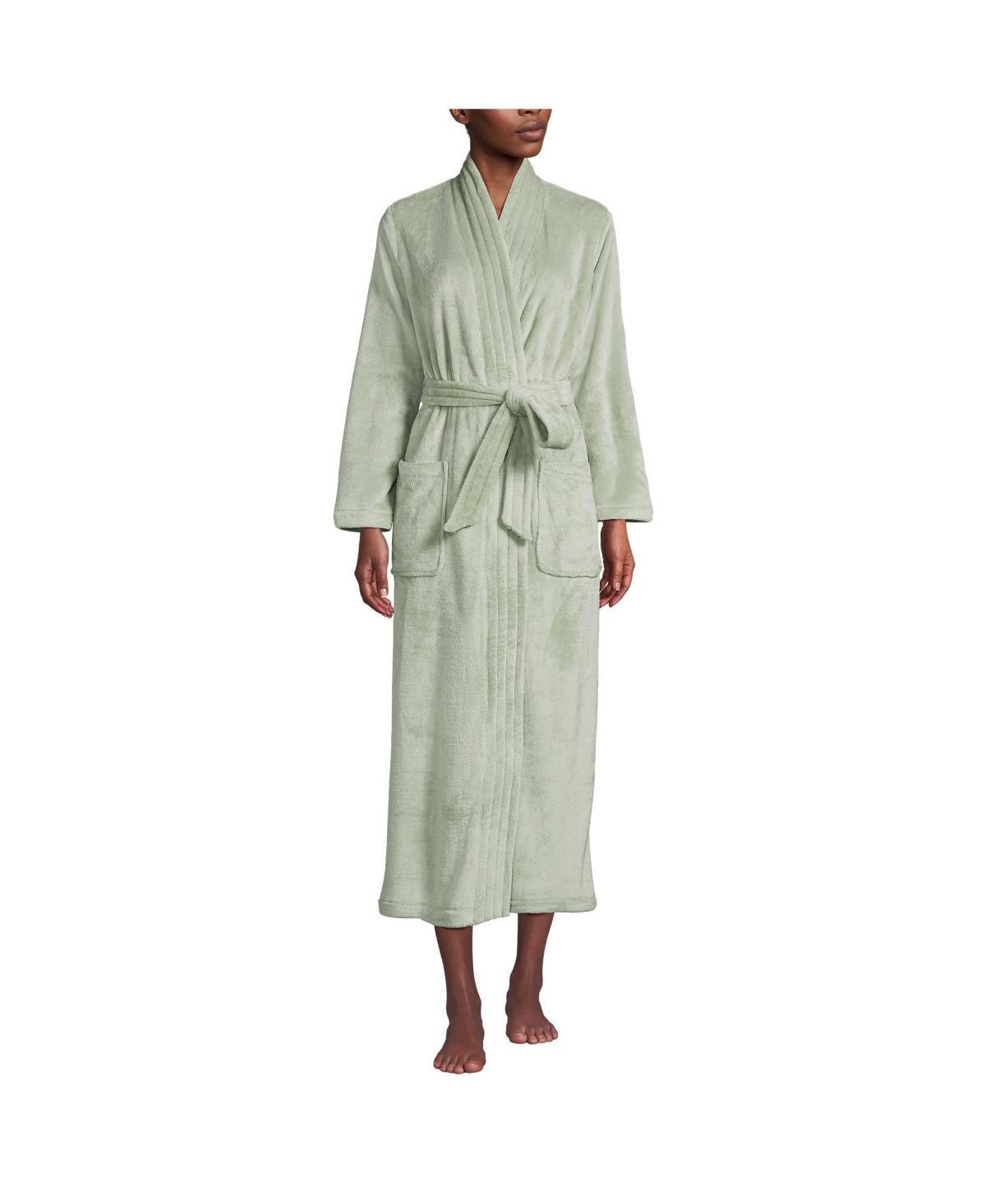 Womens Lands End Cozy Plush Long Wrap Robe Soft Tea Pink Product Image