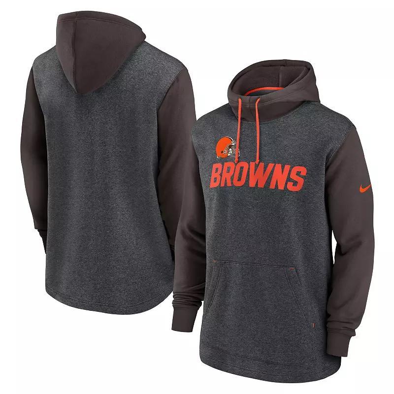 Men's Nike Heathered Charcoal/Brown Cleveland Browns Surrey Legacy Pullover Hoodie, Size: Medium Product Image