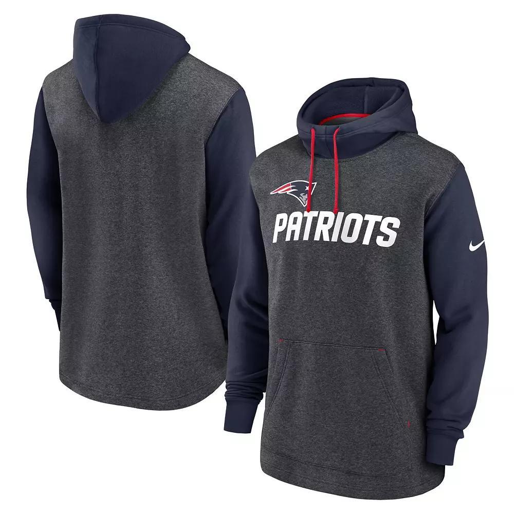 Men's Nike Heathered Charcoal/Navy New England Patriots Surrey Legacy Pullover Hoodie, Size: XL Product Image