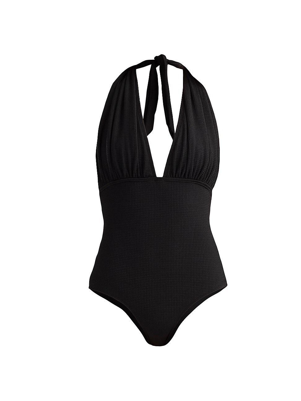 Shoshanna Plisse Halter One Piece Swimsuit Product Image
